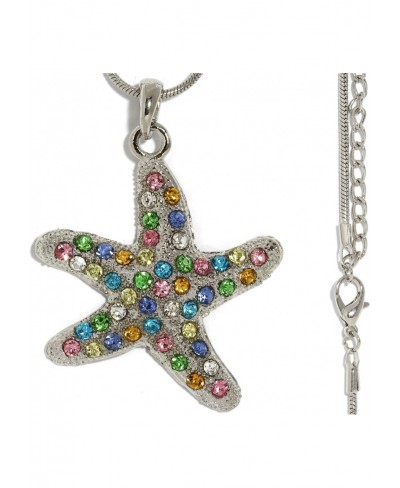 18.5" Necklace Pendant Rhinestone Starfish Multi Color Silver Tone Alloy $12.66 Jewelry Sets