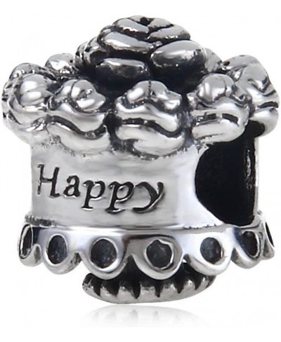 Happy Birthday Charm 925 Sterling Silver Cake Charm with Rose Charm Flower Charm for Bracelets $17.40 Charms & Charm Bracelets