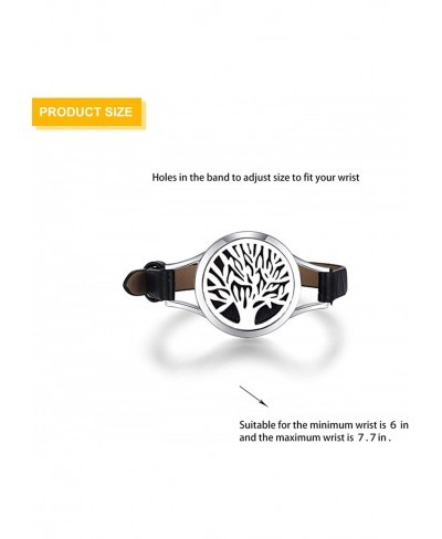 Black Leather Wrap Essential Oil Diffuser Bracelet 316L Stainless Steel 6-7.7'' Locket Bangle $15.19 Wrap