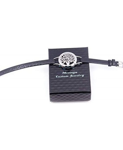 Black Leather Wrap Essential Oil Diffuser Bracelet 316L Stainless Steel 6-7.7'' Locket Bangle $15.19 Wrap