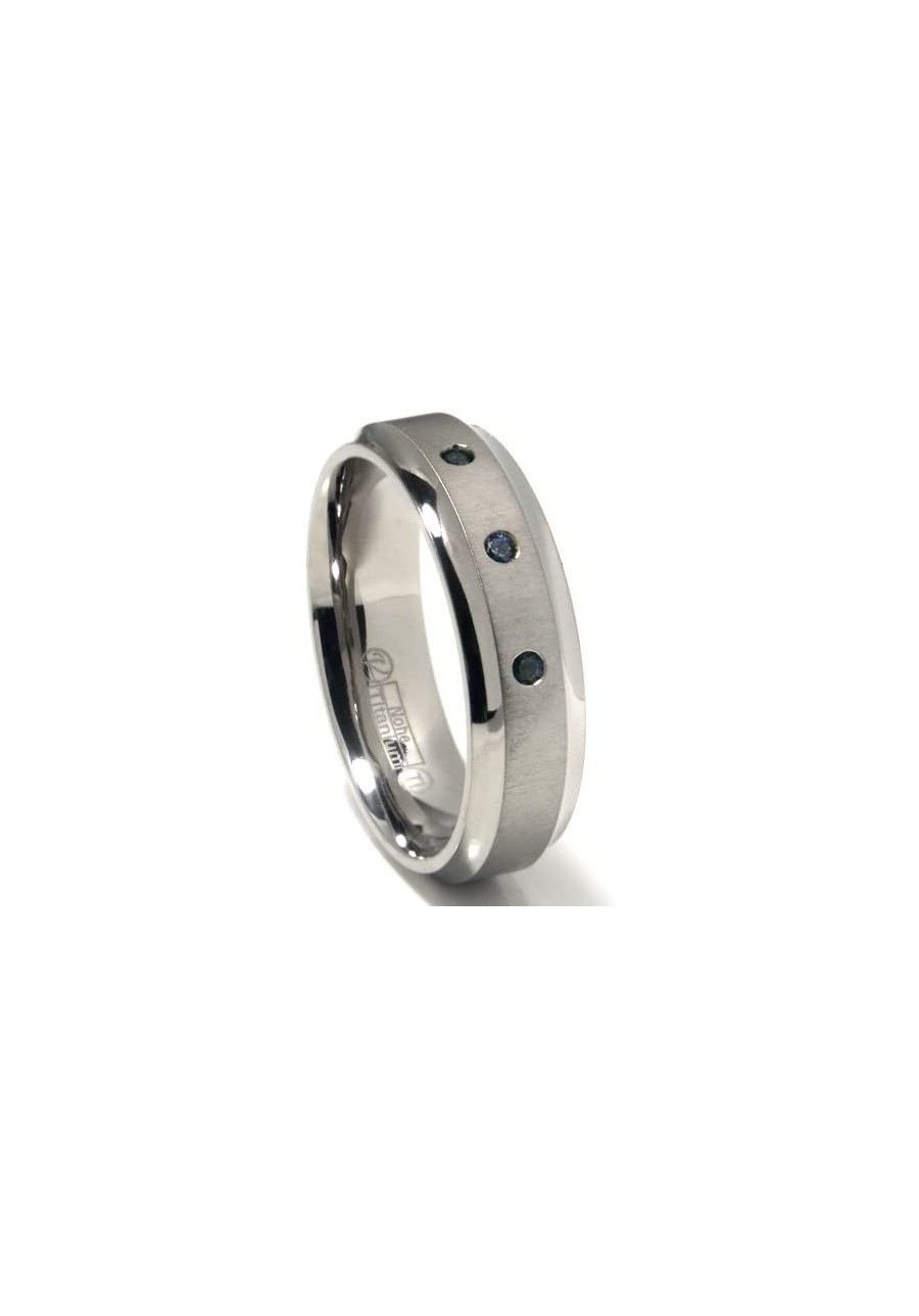 Titanium 7mm Blue Swarovski Crystal Wedding Band Ring $43.12 Wedding Bands