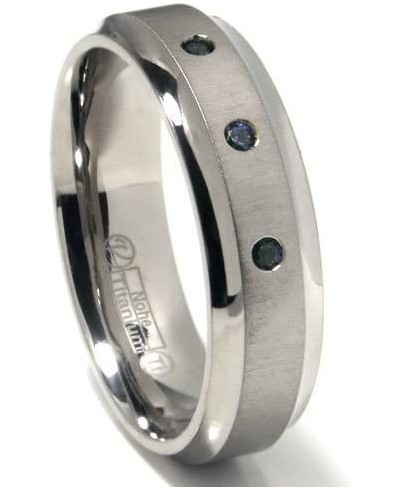 Titanium 7mm Blue Swarovski Crystal Wedding Band Ring $43.12 Wedding Bands