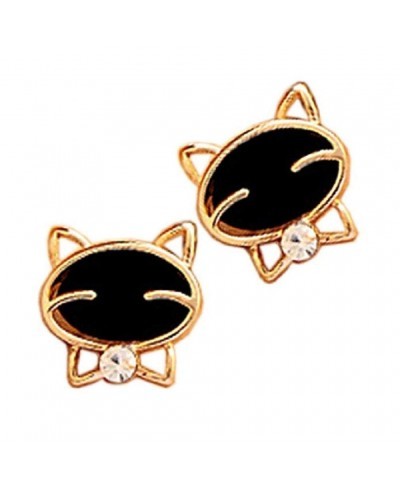 Fashion Simple Earrings Versatile Cute Black Smiley Cat Rhinestone Exquisite Diamond Ear Stud (Black) $10.35 Cuffs & Wraps