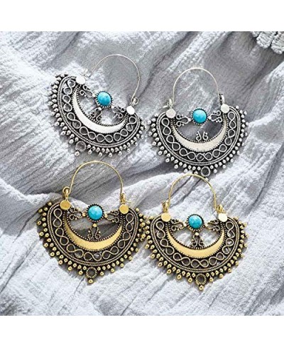 Boho Beads Earring Gold Hollow out Pendant Jewelry for Women and Girls (Silver) $9.47 Jewelry Sets