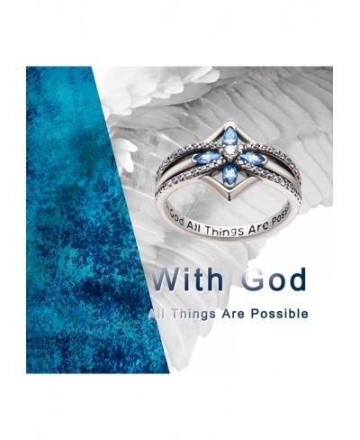 Cross Ring Vintage Tone Sterling Silver With God All Things Are Possible CZ Band Rings Size 6-10 $19.89 Bands