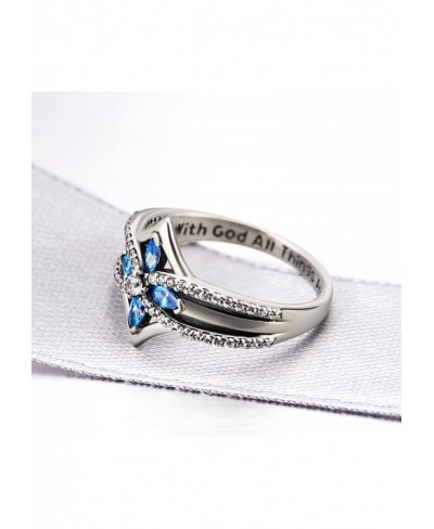 Cross Ring Vintage Tone Sterling Silver With God All Things Are Possible CZ Band Rings Size 6-10 $19.89 Bands