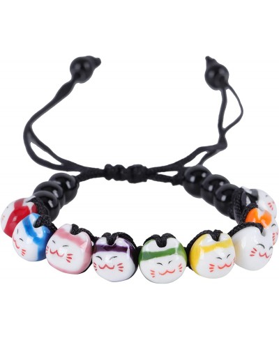 Fortune Cat Bracelet Feng Shui Bracelet Good Luck Bracelet Wrist Chain Ceramic Bead Bracelet Adjustable $10.02 Link