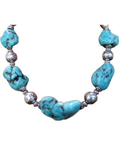 Moroccan Jewerly Berber Necklace Stone Turquoise With Silver Beads $27.10 Pendant Necklaces