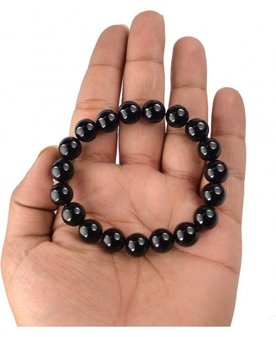 Natural Black Onyx Bracelet Crystal Stone 10 mm Round Bead Bracelet for Reiki Healing and Crystal Healing Stone (Color - Blac...