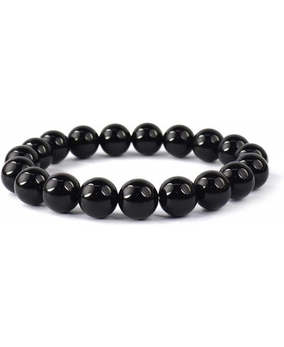 Natural Black Onyx Bracelet Crystal Stone 10 mm Round Bead Bracelet for Reiki Healing and Crystal Healing Stone (Color - Blac...