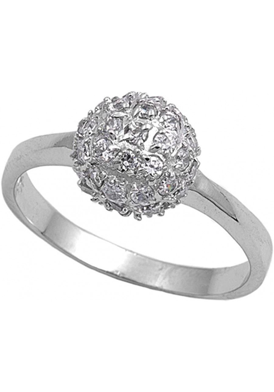 White CZ Ball Cluster Fashion Chic Ring New .925 Sterling Silver Band Sizes 5-9 $33.02 Bands