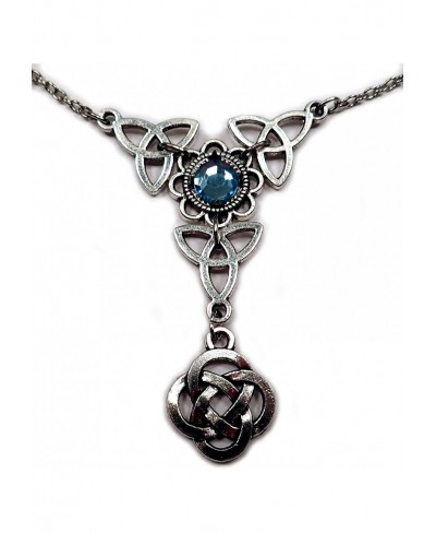 Celtic Triple Triquetra Trinity Knot Silver Necklace Light Blue $22.87 Y-Necklaces