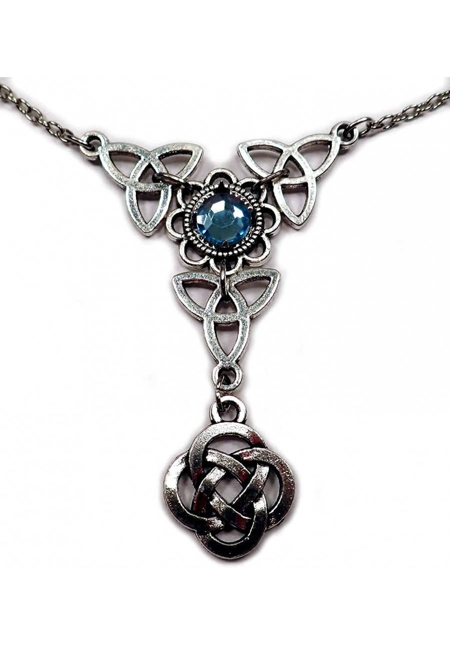 Celtic Triple Triquetra Trinity Knot Silver Necklace Light Blue $22.87 Y-Necklaces