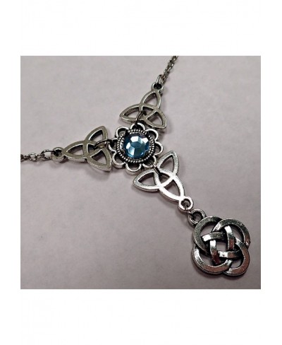 Celtic Triple Triquetra Trinity Knot Silver Necklace Light Blue $22.87 Y-Necklaces