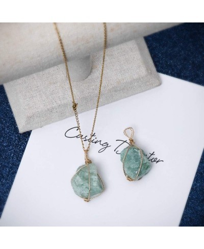 Wire Wrapped Raw Gemstone Crystal Pendant Necklace Handmade Natural Healing Crystal Jewelry for Women $10.58 Pendant Necklaces