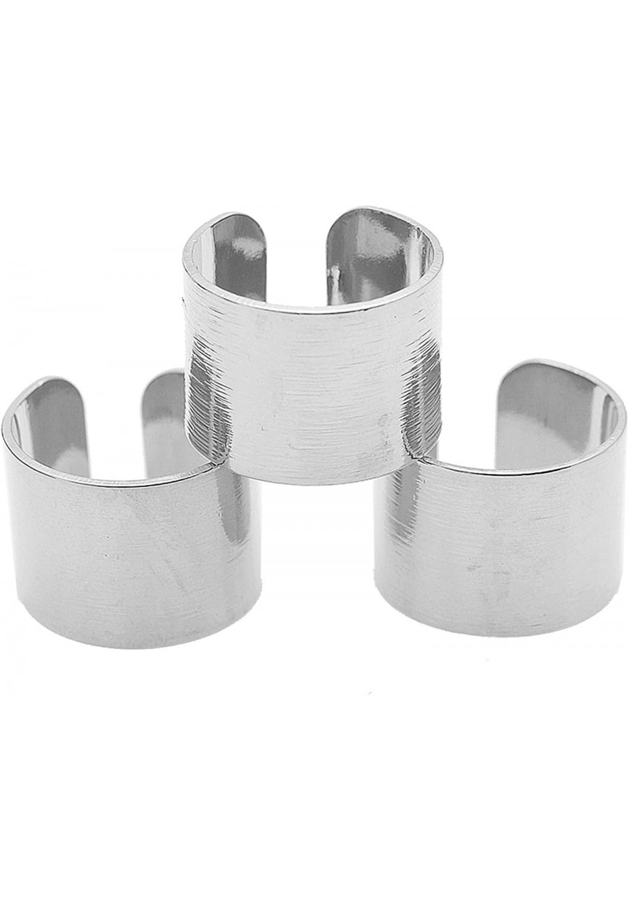 Adjustable Brushed Metal Tube Knuckle Ring Set of 3 (Silver Plated) $11.19 Statement