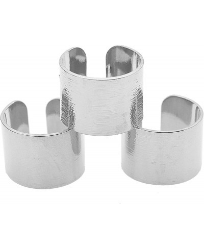 Adjustable Brushed Metal Tube Knuckle Ring Set of 3 (Silver Plated) $11.19 Statement