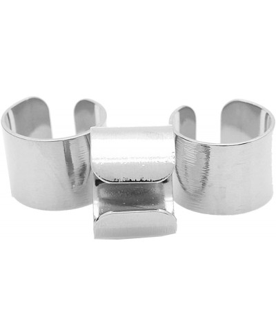 Adjustable Brushed Metal Tube Knuckle Ring Set of 3 (Silver Plated) $11.19 Statement