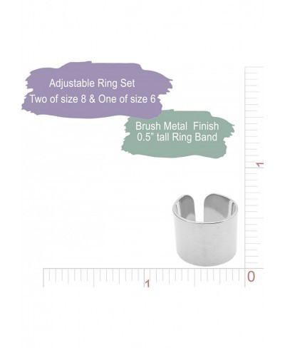 Adjustable Brushed Metal Tube Knuckle Ring Set of 3 (Silver Plated) $11.19 Statement