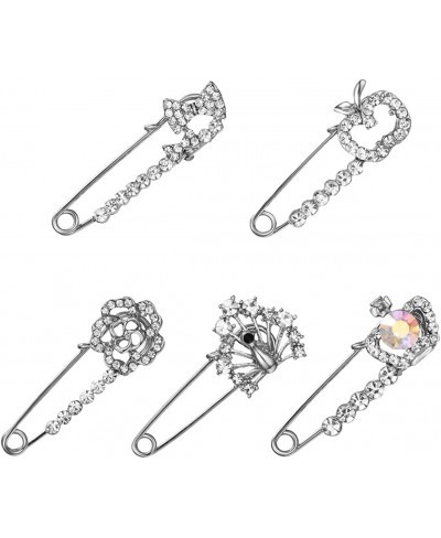 5 Pieces Crystal Rhinestone Safety Brooches Pin Suit Sweater Scarves Scarf Brooch Women Rhinestone Brooch Random Style $11.20...