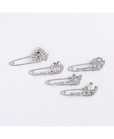 5 Pieces Crystal Rhinestone Safety Brooches Pin Suit Sweater Scarves Scarf Brooch Women Rhinestone Brooch Random Style $11.20...