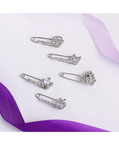 5 Pieces Crystal Rhinestone Safety Brooches Pin Suit Sweater Scarves Scarf Brooch Women Rhinestone Brooch Random Style $11.20...