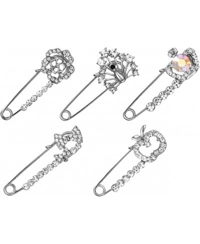 5 Pieces Crystal Rhinestone Safety Brooches Pin Suit Sweater Scarves Scarf Brooch Women Rhinestone Brooch Random Style $11.20...