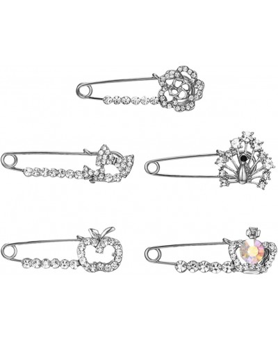 5 Pieces Crystal Rhinestone Safety Brooches Pin Suit Sweater Scarves Scarf Brooch Women Rhinestone Brooch Random Style $11.20...