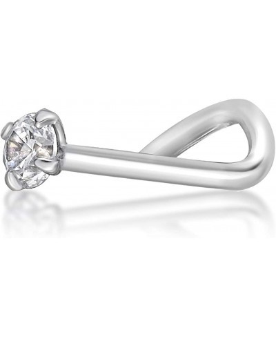 20 Gauge Curved Screw Nose Ring for Women in 14k White or Yellow Gold with 2 mm 3 mm Cubic Zirconia $44.11 Piercing Jewelry