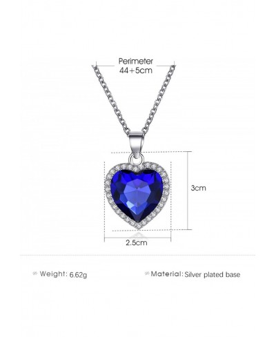 Titanic Heart of the Ocean Neckalce Small Blue Heart Crystal Necklaces for Women Titanic Necklace Jewelry for Woman Girls Val...