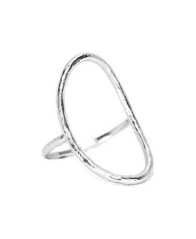 Silver-Plated Oval Open Ring - Matte Finish Brass Band Sizes 5-9 $20.09 Statement