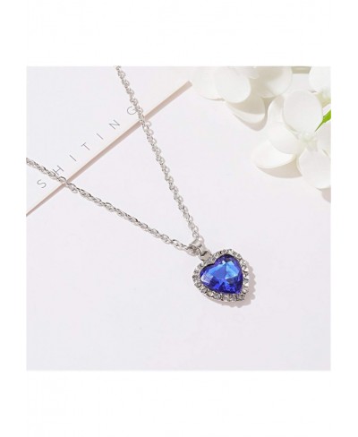 Titanic Heart of the Ocean Neckalce Small Blue Heart Crystal Necklaces for Women Titanic Necklace Jewelry for Woman Girls Val...