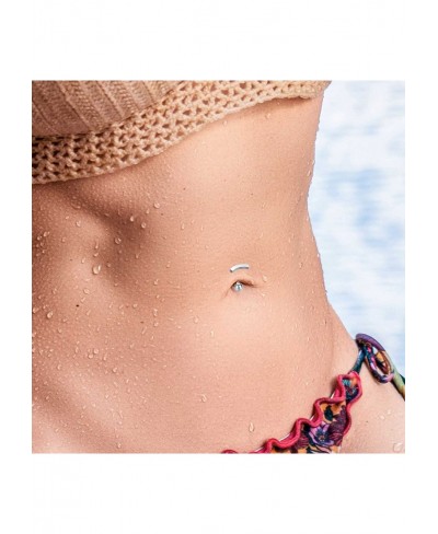 8MM Short Bar Belly Button Ring Hoop 316L Surgical Steel 14G Belly Rings Lunula Curved Navel Rings Belly Piercings Barbell Je...