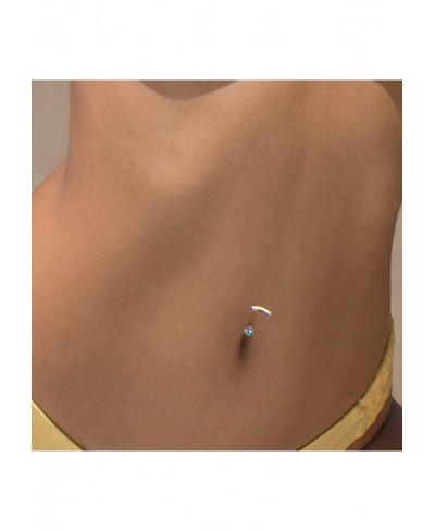 8MM Short Bar Belly Button Ring Hoop 316L Surgical Steel 14G Belly Rings Lunula Curved Navel Rings Belly Piercings Barbell Je...