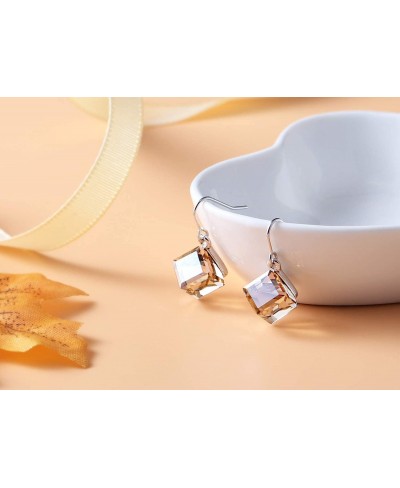 Crystal Jewelry Set Golden Cube Necklace and Fish Hook Earrings Bundle $33.28 Jewelry Sets