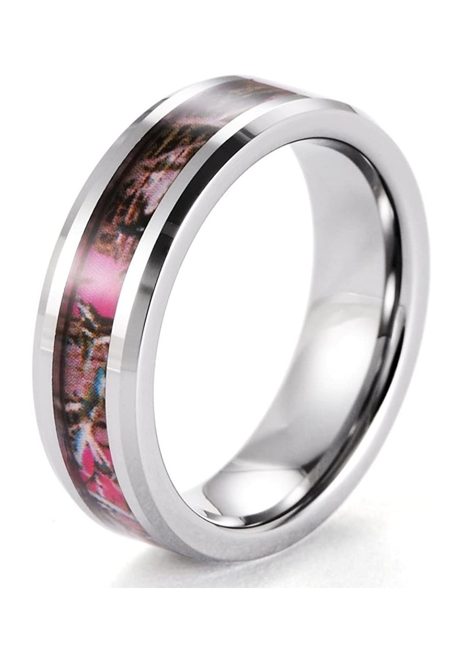 Women's 6mm Tungsten Pink Tree Camo Ring $27.83 Engagement Rings