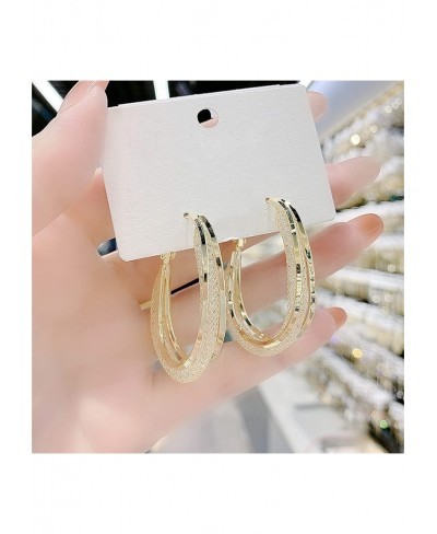 Woven Mesh Oval Earrings Women Hoop Earrings Oval shiny earrings Mesh Crystal Earrings Shining Hoop Earrings for Women Fashio...