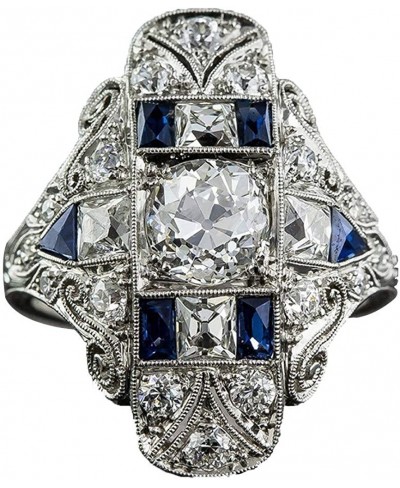 925 Sterling Silver Ring Shiny Full Diamond Gemstone Ring Cubic Zirconia Rings Fold Wear Bridal Sets Diamond Multi Row Ring E...