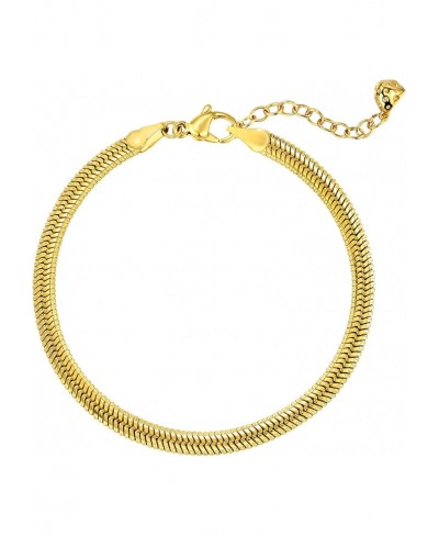 Bracelet for Women Gold Snake Chain Herringbone 18K Gold Plated Simple Jewelry $20.86 Link