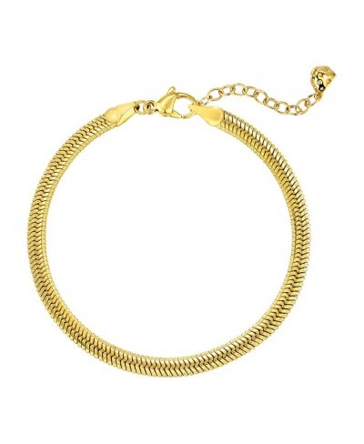 Bracelet for Women Gold Snake Chain Herringbone 18K Gold Plated Simple Jewelry $20.86 Link