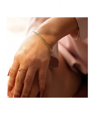 Bracelet for Women Gold Snake Chain Herringbone 18K Gold Plated Simple Jewelry $20.86 Link