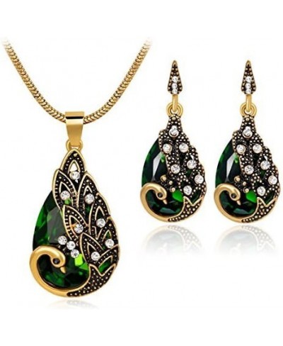 Peacock Costume Accessories for Women Gold Jewelry Sets Rhinestone Jewel Necklace with Earrings $10.28 Jewelry Sets