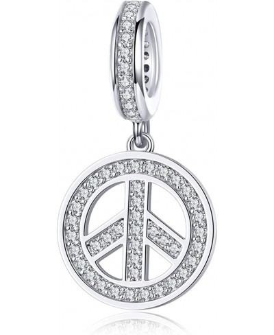 Sign of Peace Dangle Charm 925 Sterling Silver Charms Love Peace Charm Peace Symbol Charm fit European Women Bracelet/Necklac...
