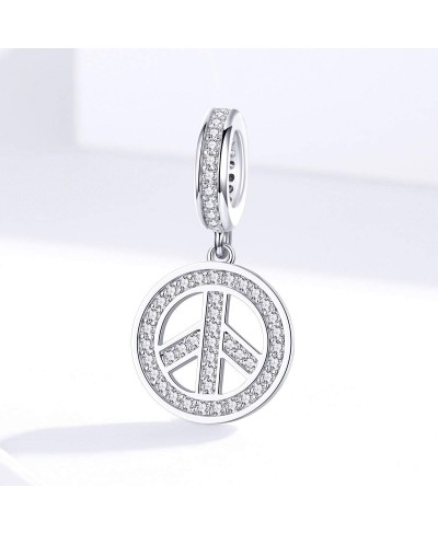 Sign of Peace Dangle Charm 925 Sterling Silver Charms Love Peace Charm Peace Symbol Charm fit European Women Bracelet/Necklac...