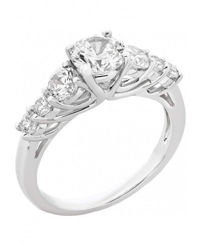 .925 Sterling Silver Round Cubic Zirconia Seven Stone Engagement or Anniversary Ring $25.41 Statement