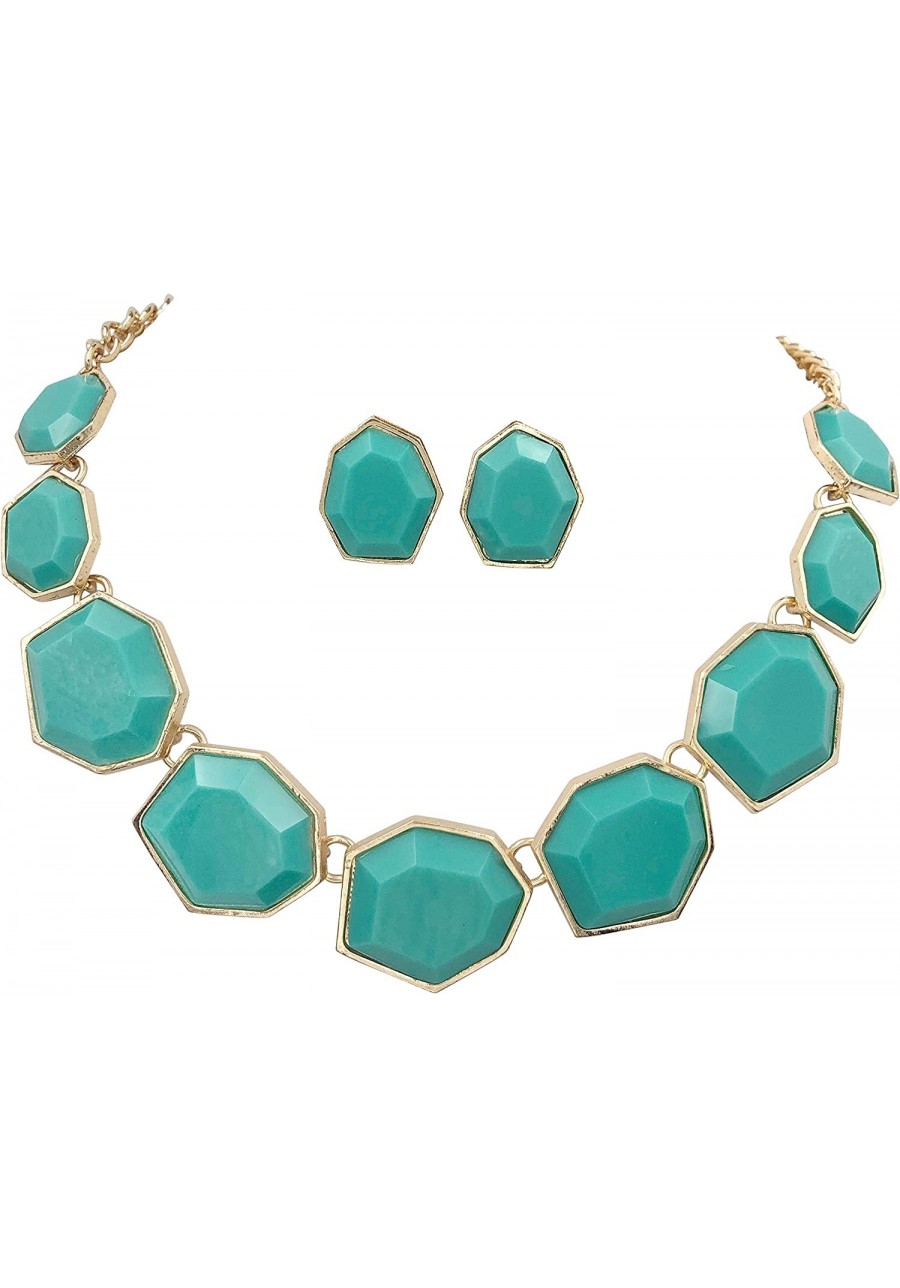 Abstract Dot Bubble Gold Tone Boutique Statement Necklace Earrings Set - Assorted Colors $25.05 Strands