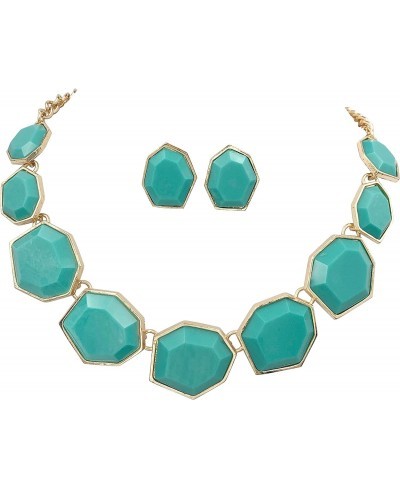 Abstract Dot Bubble Gold Tone Boutique Statement Necklace Earrings Set - Assorted Colors $25.05 Strands