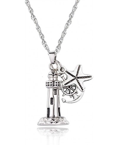 Lighthouse Urn Necklace for Ashes Memorial Keepsake Pendant with Starfish Charms Cremation Jewelry $16.83 Pendant Necklaces