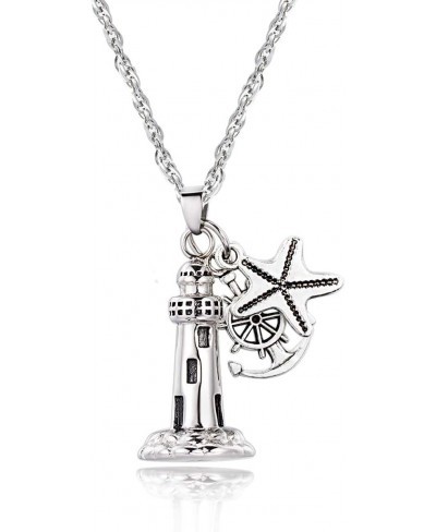 Lighthouse Urn Necklace for Ashes Memorial Keepsake Pendant with Starfish Charms Cremation Jewelry $16.83 Pendant Necklaces