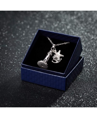 Lighthouse Urn Necklace for Ashes Memorial Keepsake Pendant with Starfish Charms Cremation Jewelry $16.83 Pendant Necklaces